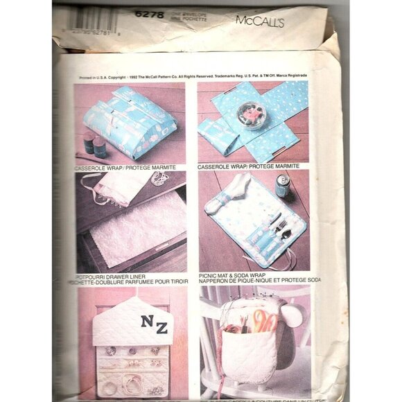 McCalls 6278 Vintage 1992 Gifts in Minutes Home Craft Uncut Sewing Pattern - Picture 2 of 2